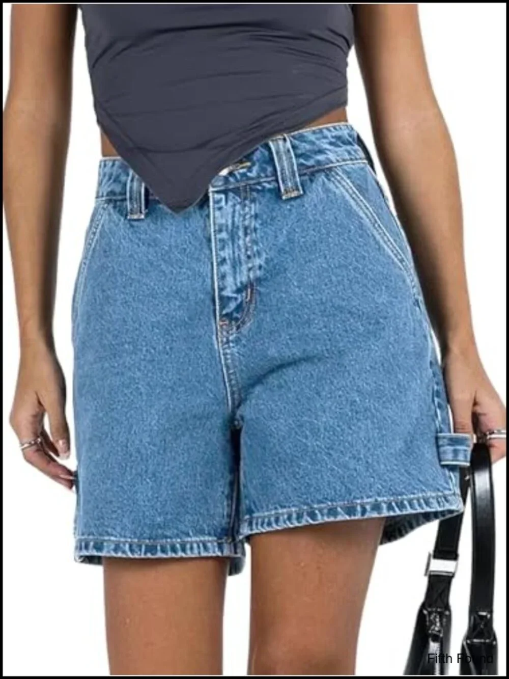 High Waisted Boxy Denim Shorts Summer Casual Button Down Baggy Jean Shorts with